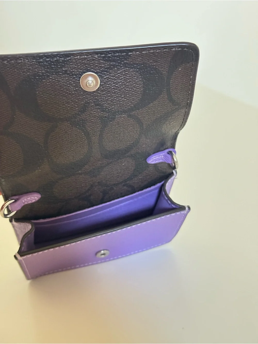 Purple Coach Cardholder with Chain